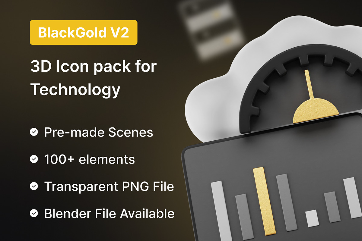 BlackGoldV2–Premium 3D Icon for Tech, an Object 3D Model by Iqonic Design (Photo 1 of 6)