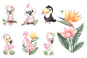 Watercolor Tropical Animals Clipart, an Illustration by Designworld (Thumbnail 5 of 5)