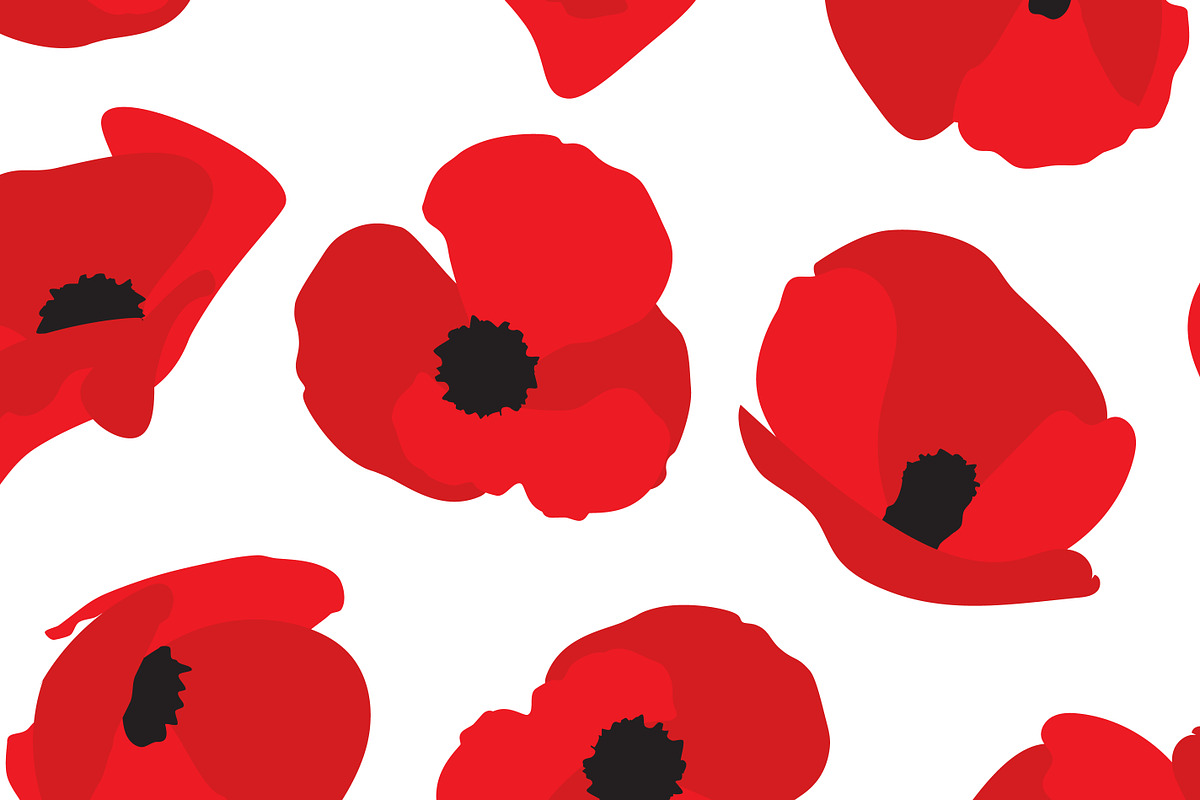 Red poppy flower seamless pattern, a Pattern Graphic by Viktorijareut