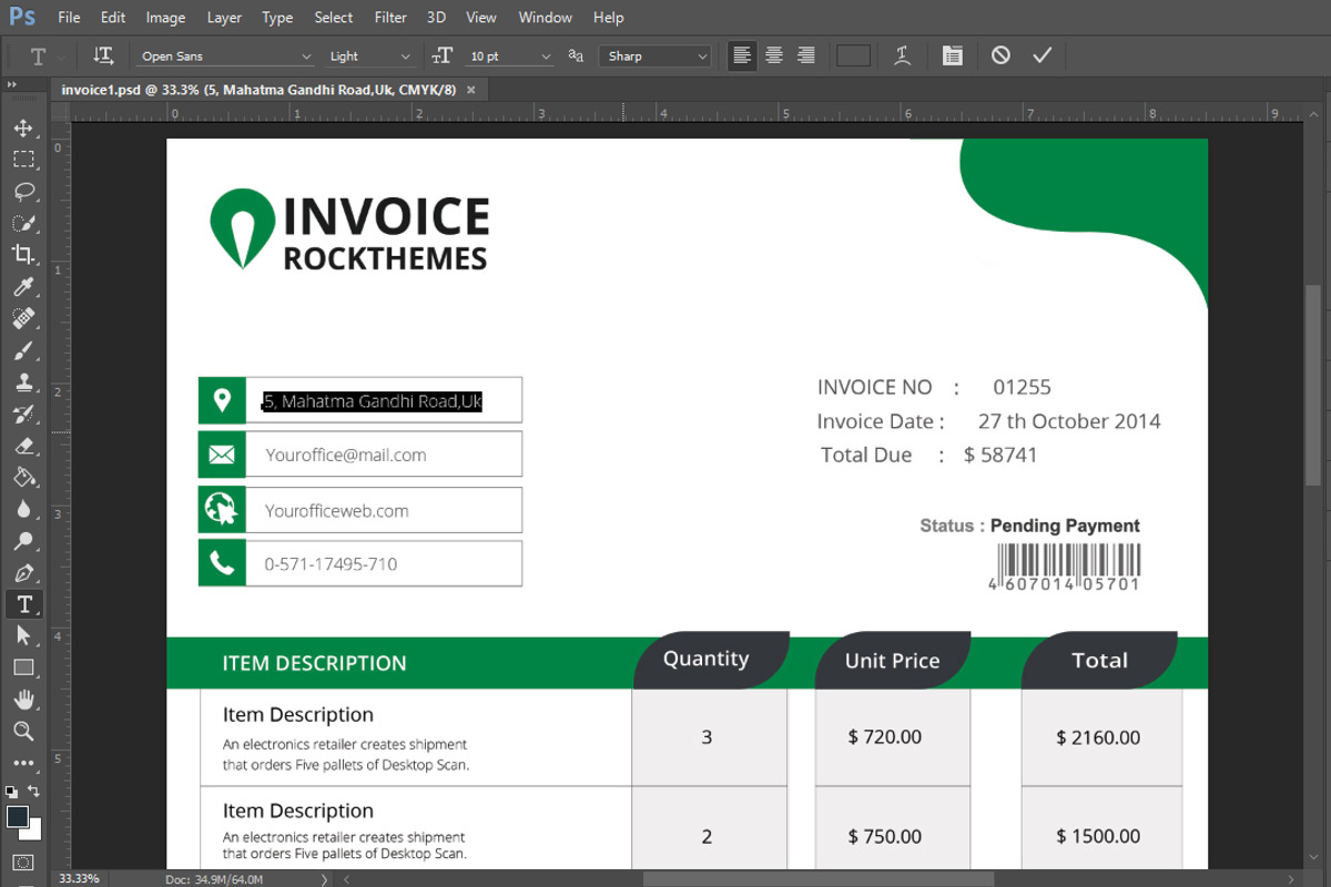 invoice template design, a Stationery Template by Graphicalark (Photo 3 of 4)