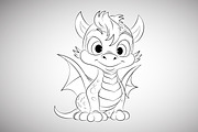 Cute Dragon Coloring Book Page, an Animal Illustration by Ghagra (Thumbnail 5 of 6)