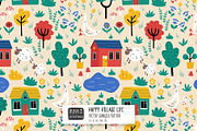 Cute Village Farm Seamless Pattern, a Pattern Graphic by Irina Ostapenko (Thumbnail 1 of 5)