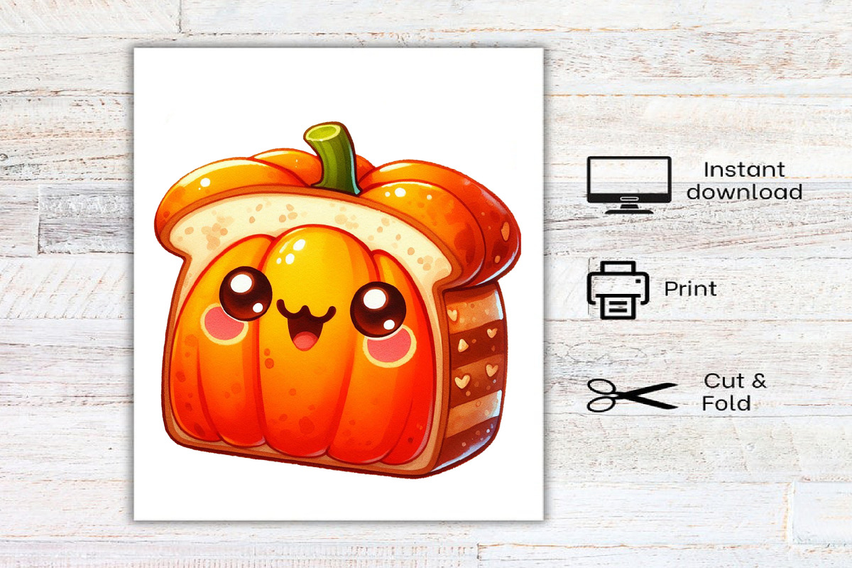 Kawaii Autumn Food Clipart Bundle, an Illustration by Canvas Craft (Photo 8 of 8)