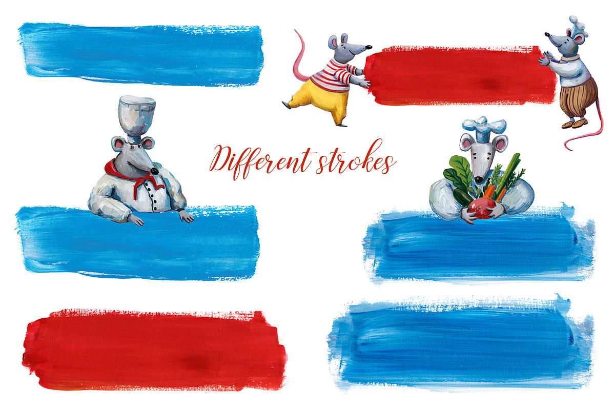 Mice Chefs - Gouache Clipart Set, an Animal Illustration by Mashamashastu (Photo 5 of 10)