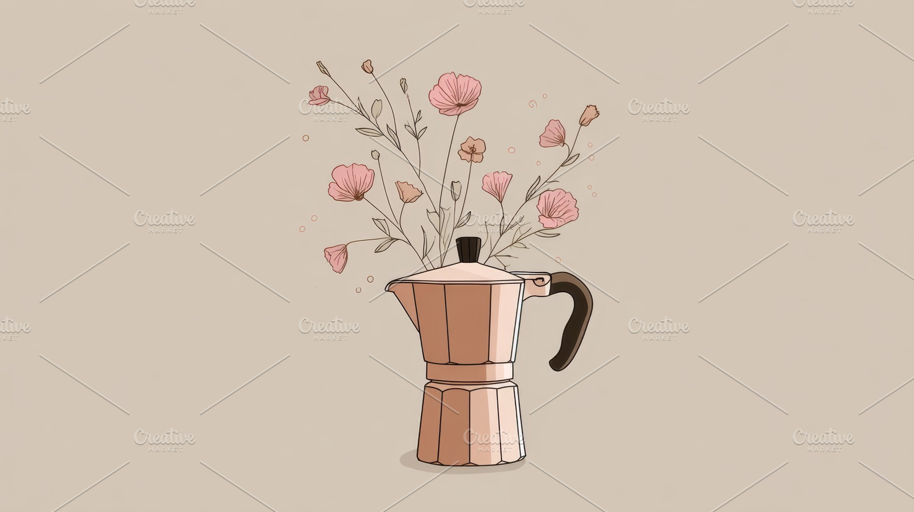 Coffee pot with flowers in a vase, a Photo by Beautiful things