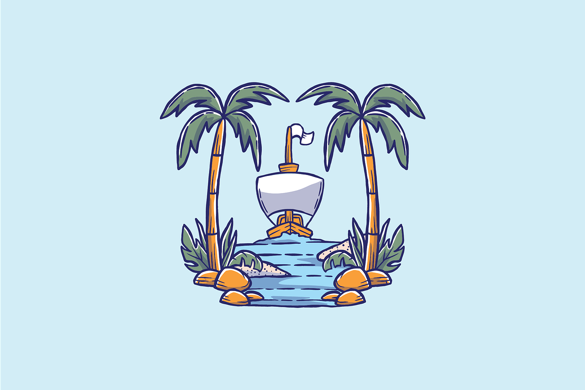Tropical Island with Sailboat, an Object Illustration by nomlimo.com (Photo 1 of 2)