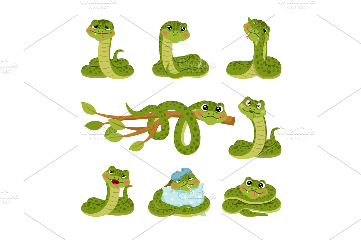 Set of cute cartoon embarrassed, an Animal Illustration by Stock-Smart-Start