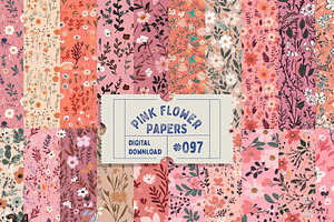Ditsy Pink Flower Seamless Patterns
