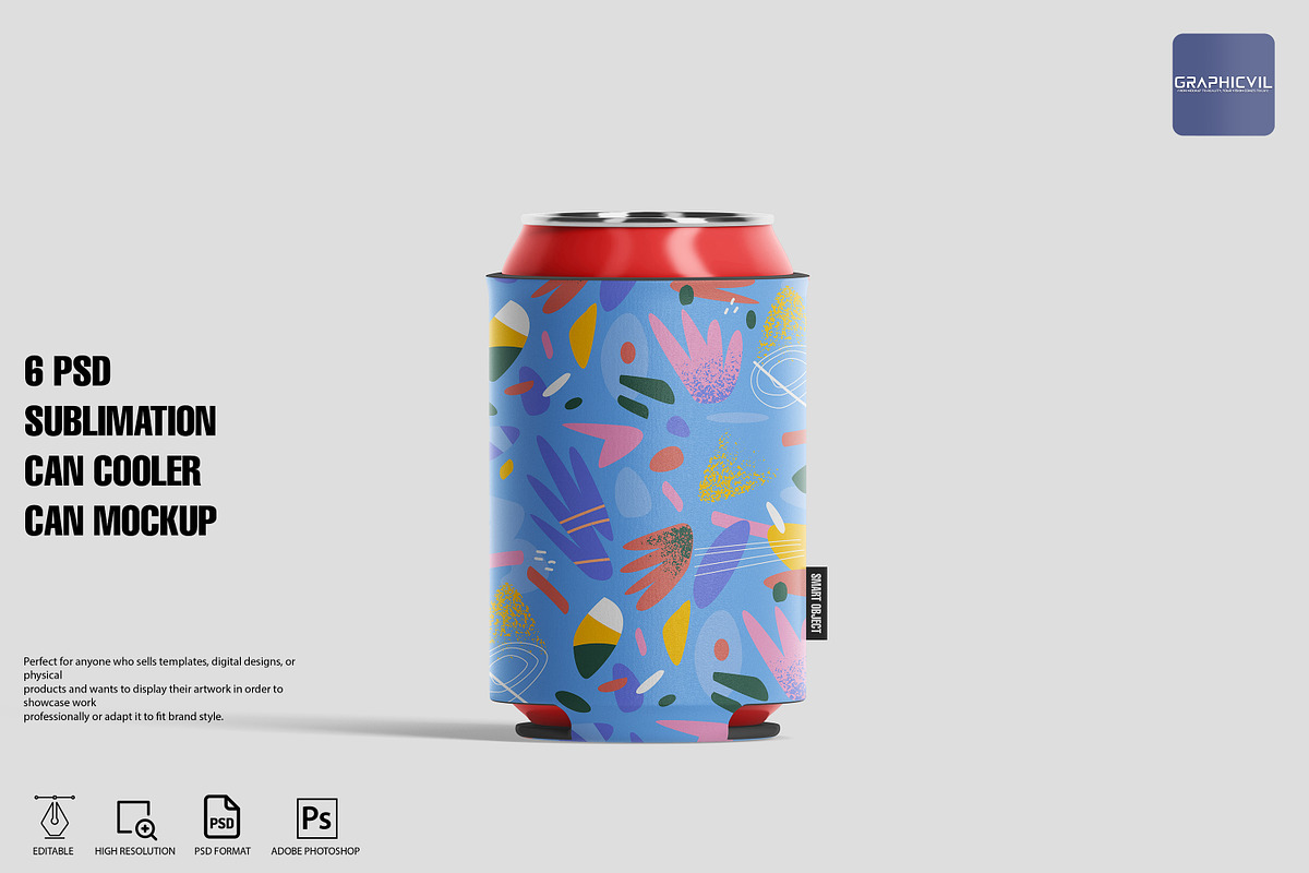Can cooler mockup, can mockup mockup, a Packaging Mockup by GraphicVil (Photo 1 of 9)