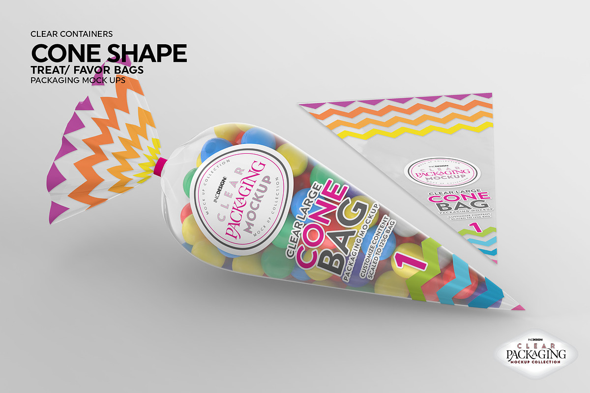 Clear Large Cone Bag PackagingMockup, a Packaging Mockup by INCDesign (Photo 7 of 15)
