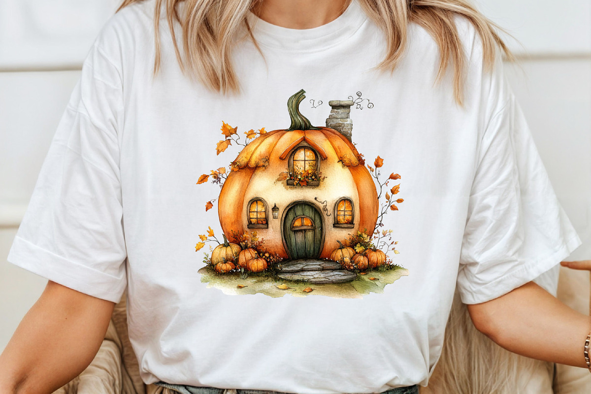 Watercolor Autumn Houses Clipart, an Illustration by Pixels.Craft (Photo 4 of 7)