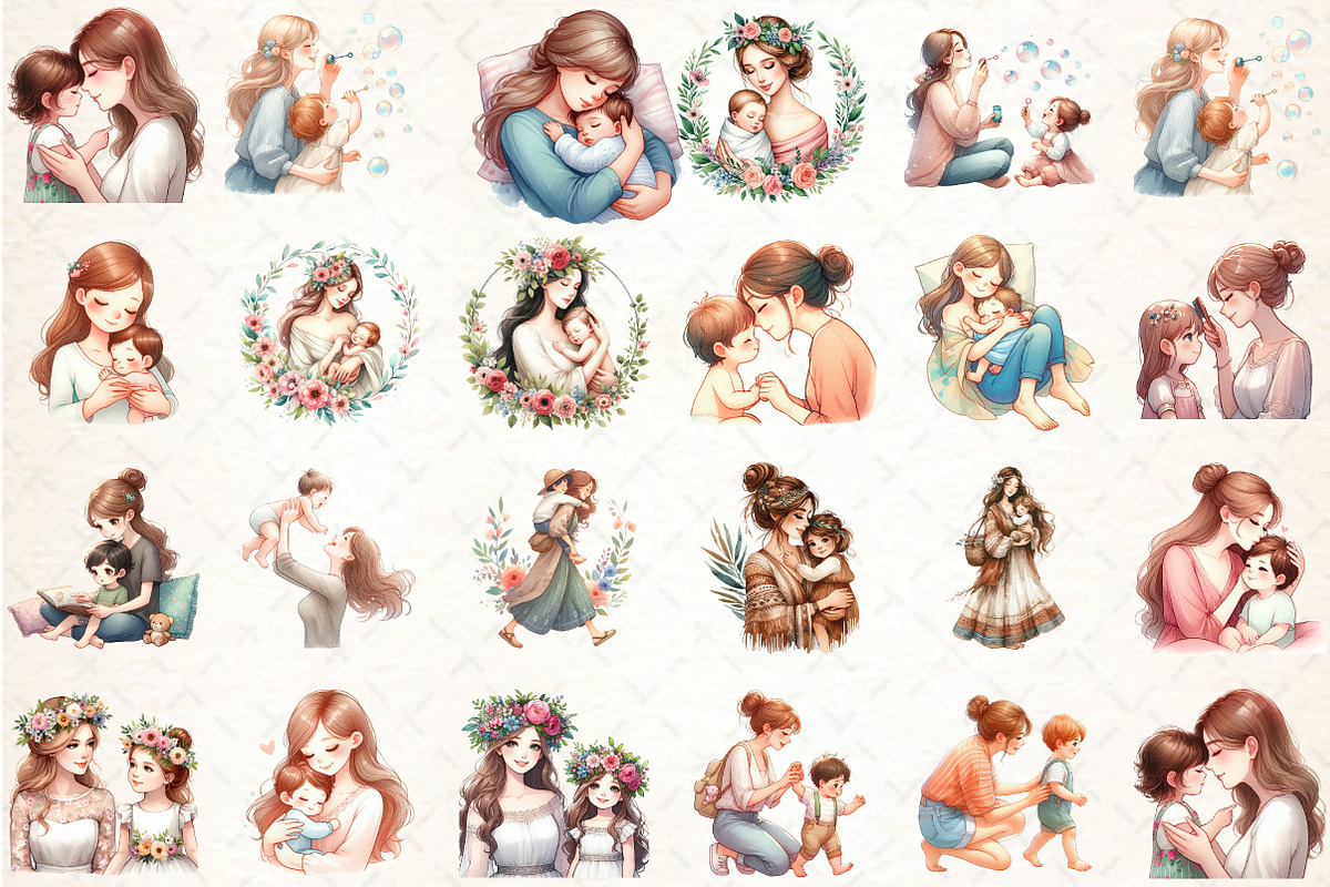 Mothers Day Clipart, Mom Clipart, an Illustration by DreamCafeArt (Photo 3 of 6)