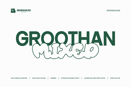Groothan Mixed - Sans & Bubble Font, a Sans Serif Font by Brainwaves.Studio