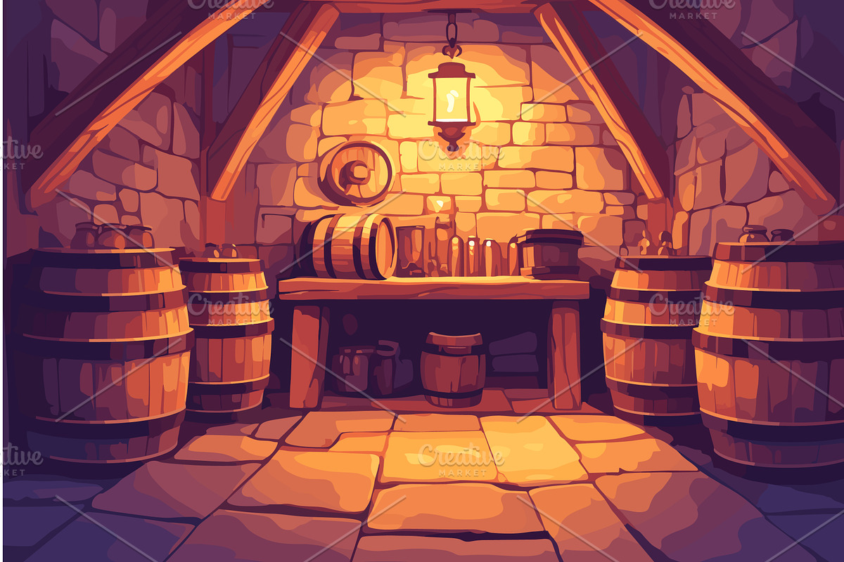 Cartoon castle basement with stone, an Object Illustration by LadadikArt