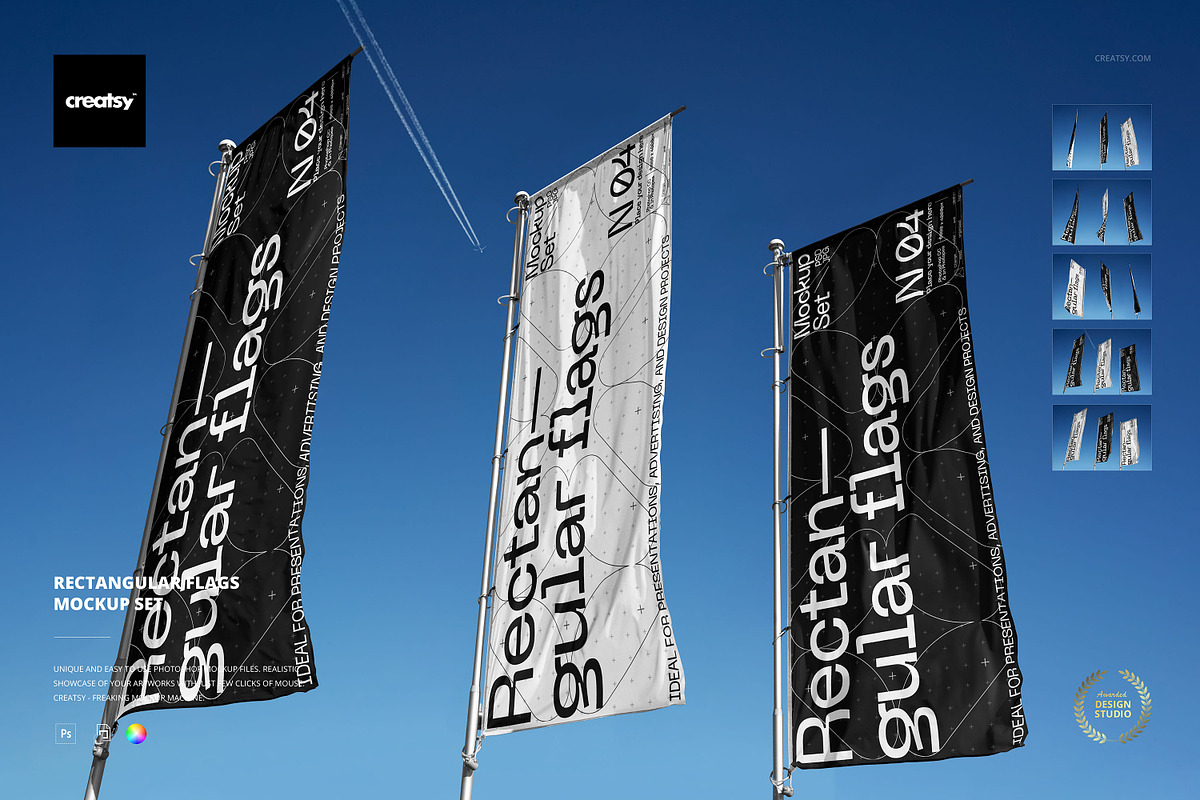 Rectangular Flags Mockup Set, an Advertising Mockup by creatsy5