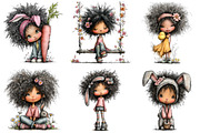 Easter black Girl Clipart, an Illustration by DreamArtGraphic (Thumbnail 2 of 5)