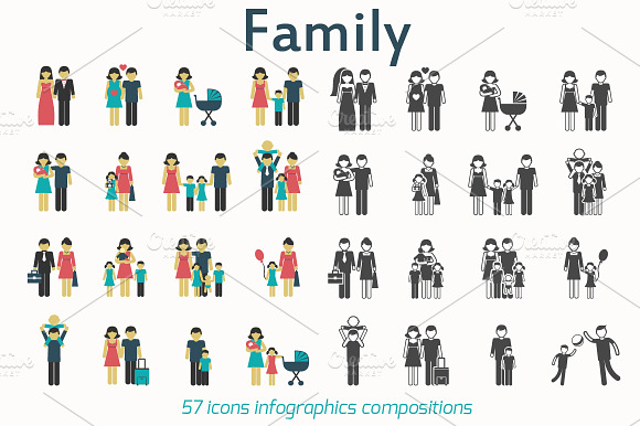 Family Flat Icons And Web Elements