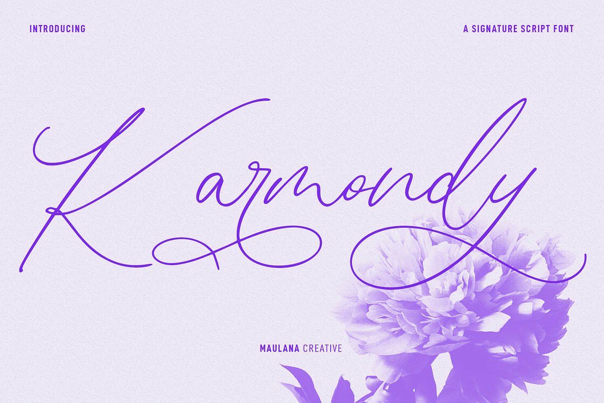 Karmondy Signature Script Font, a Script Font by Maulana Creative (Photo 1 of 10)