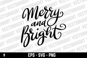 Merry and Bright. Lettering phrase, an Object Graphic by Vectorhight