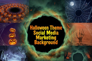 Halloween Theme Social Background, a Background Graphic by Image for Sale