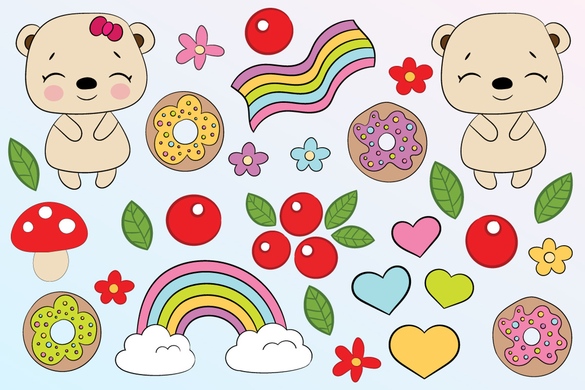 Cute bears - element & pattern, an Animal Illustration by My Sweet Dreams (Photo 1 of 3)