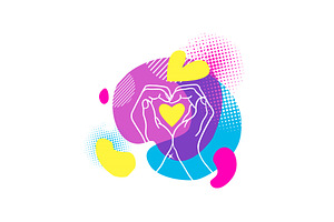 Hands folded in the shape of a heart, an Object Illustration by Nenahliadava Design