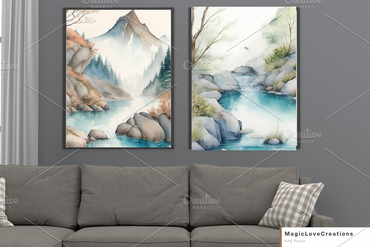 Mountain Landscape Print Wall Art, a Poster Template by MagicLove Creations (Photo 3 of 8)