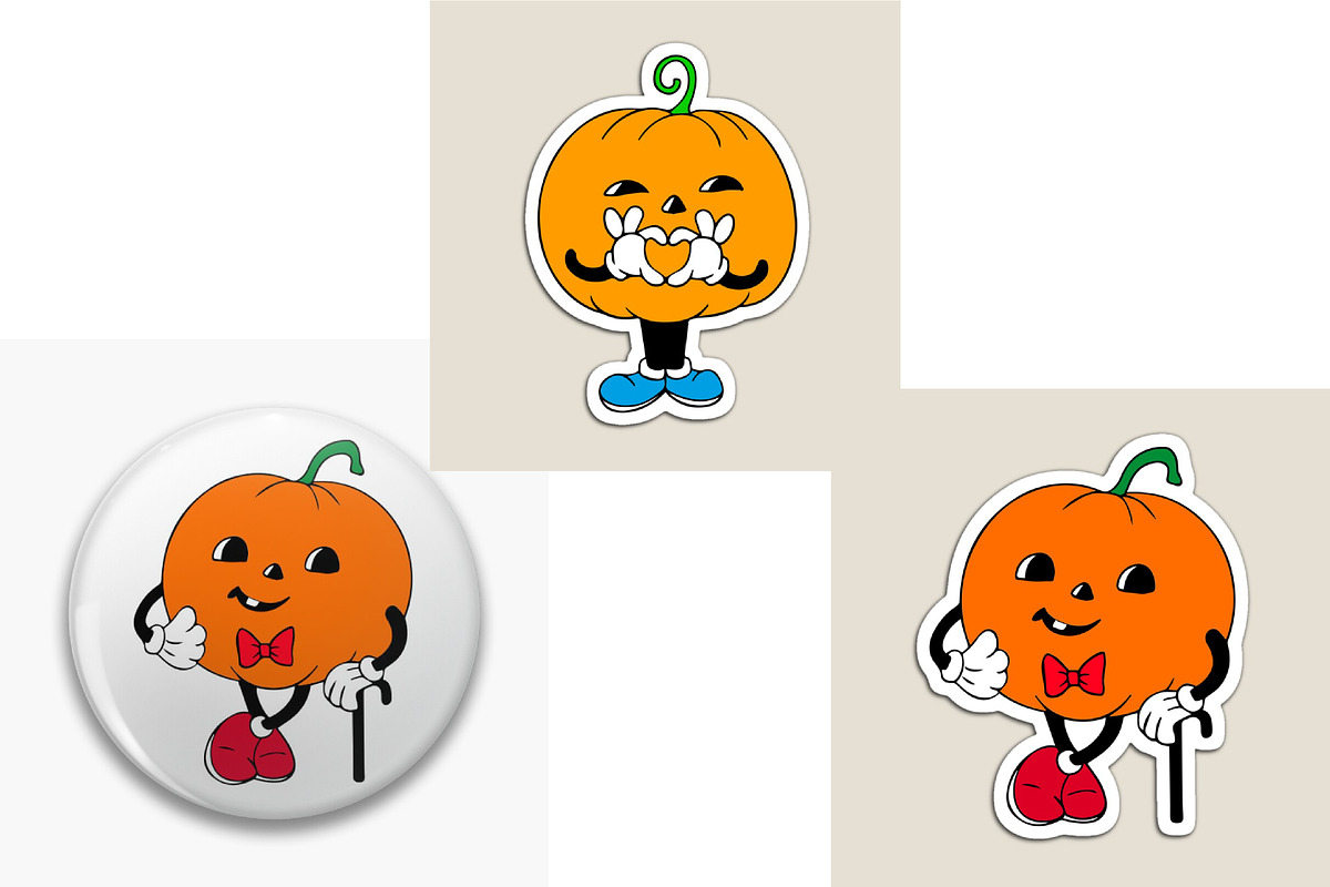Rubber Hose Pumpkins Clipart Set, an Object Graphic by ChubbyBunny Art (Photo 2 of 9)