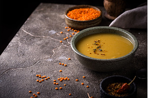 Healthy vegan lentil cream soup, a Food & Drink Photo by Yulia Furman
