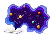 Space paper cut with opened book, an Education Illustration by Vector Tradition (Thumbnail 3 of 3)