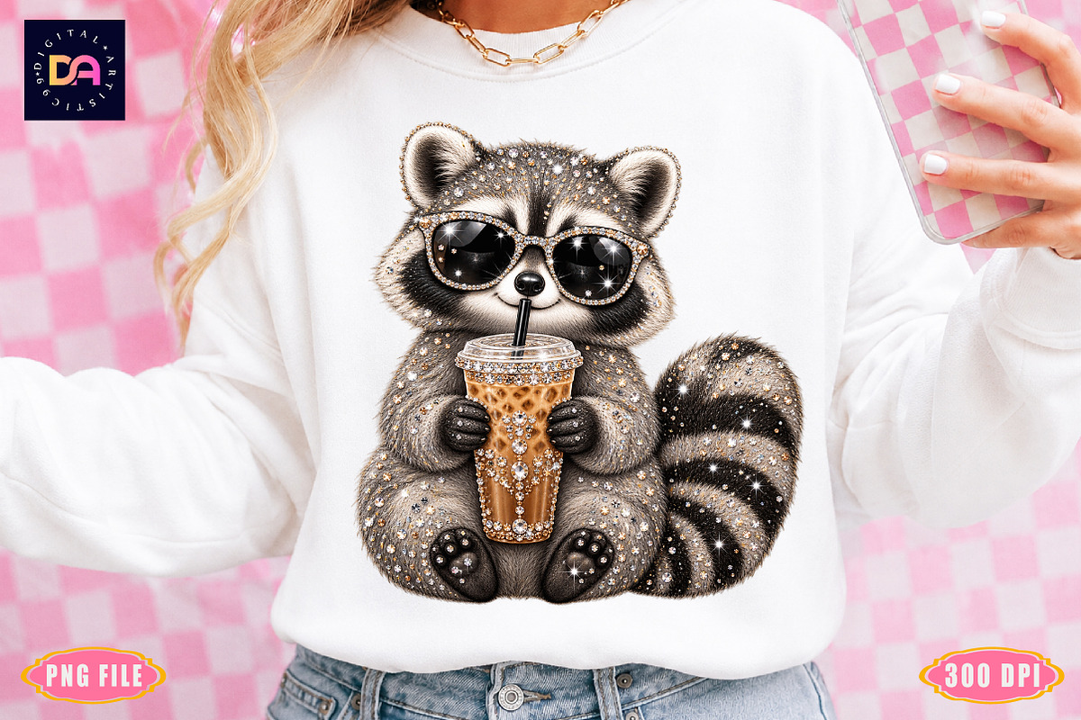 Rhinestone Funny Raccoon PNG, a Transportation Illustration by Digital Artistic99 (Photo 1 of 5)