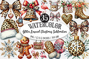 Glitter Leopard Christmas Clipart, an Illustration by Designking (Thumbnail 1 of 5)