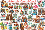 Watercolor Coastal Cowgirl Clipart, an Illustration by Sublimation Artist (Thumbnail 1 of 6)