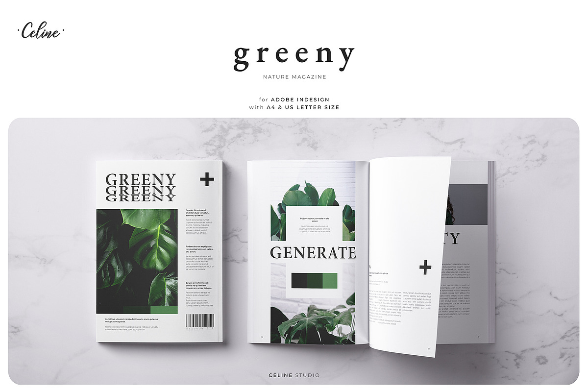 GREENY Nature Magazine Template, a Magazine Template by Celine Studio (Photo 1 of 7)