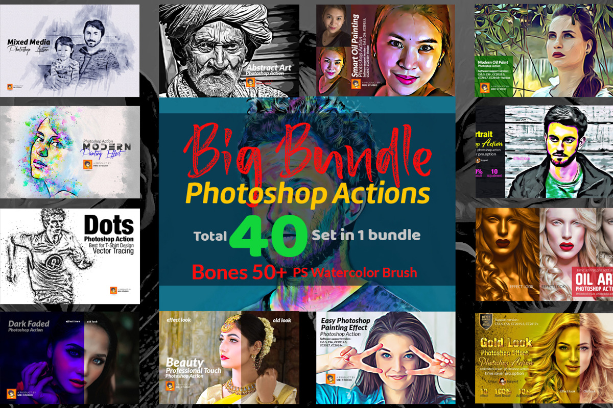 Photoshop Actions Bundle, an Action Add-On by MRI STUDIO (Photo 1 of 24)