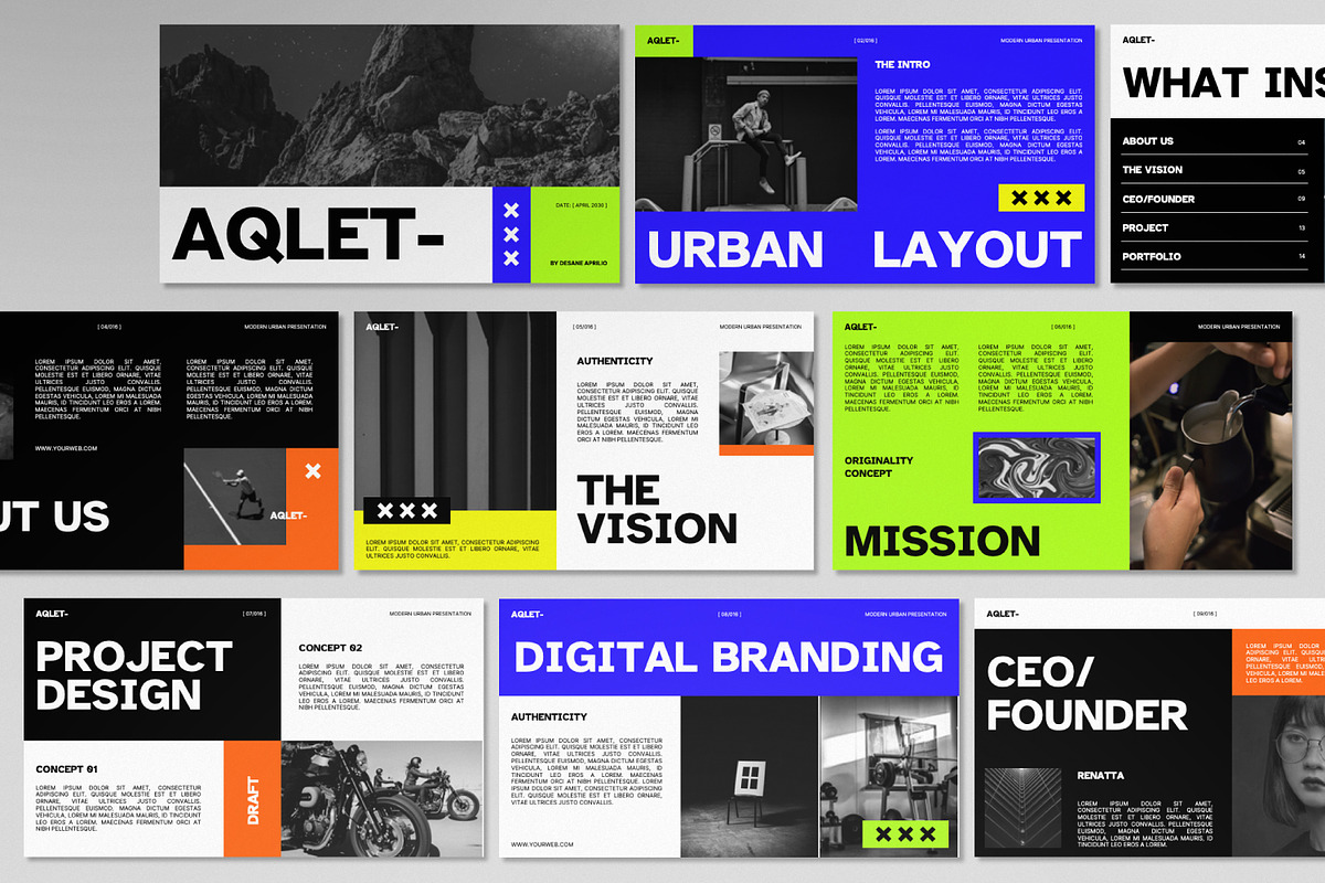 AQLET Urban Powerpoint Template, a Presentation Template by Portocraft (Photo 1 of 7)