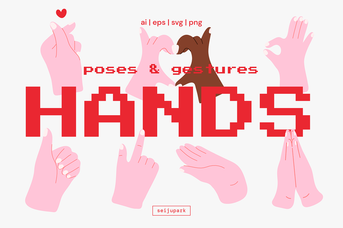 Hand poses Vector Illustration, a Person Illustration by Seiju Park (Photo 1 of 7)
