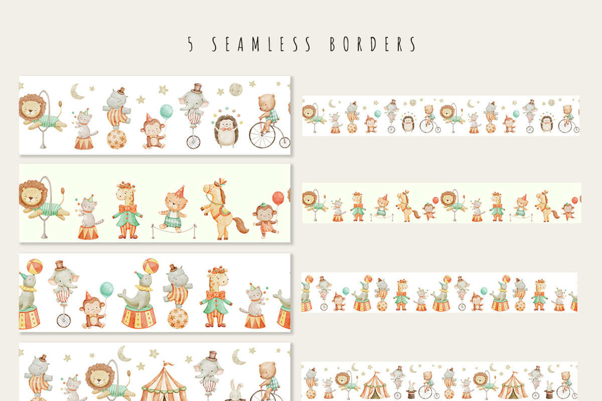 Watercolor Circus Animals Clipart, an Illustration by ElenaPlatovaArt (Photo 8 of 10)