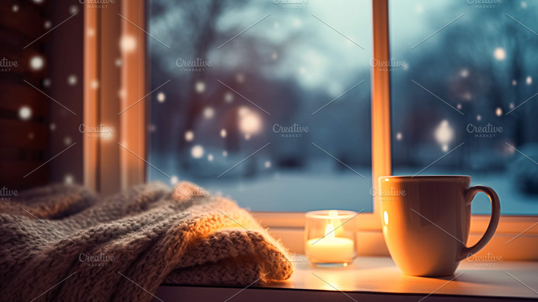 Winter holidays, evening calm and cosy home, cup of tea or coffe, a Holiday Photo by Anneleven