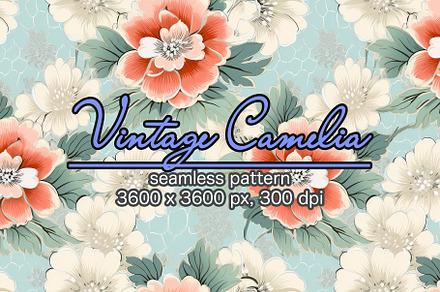 Vintage Camelia Seamless Pattern, a Pattern Graphic by Charlie Graphics