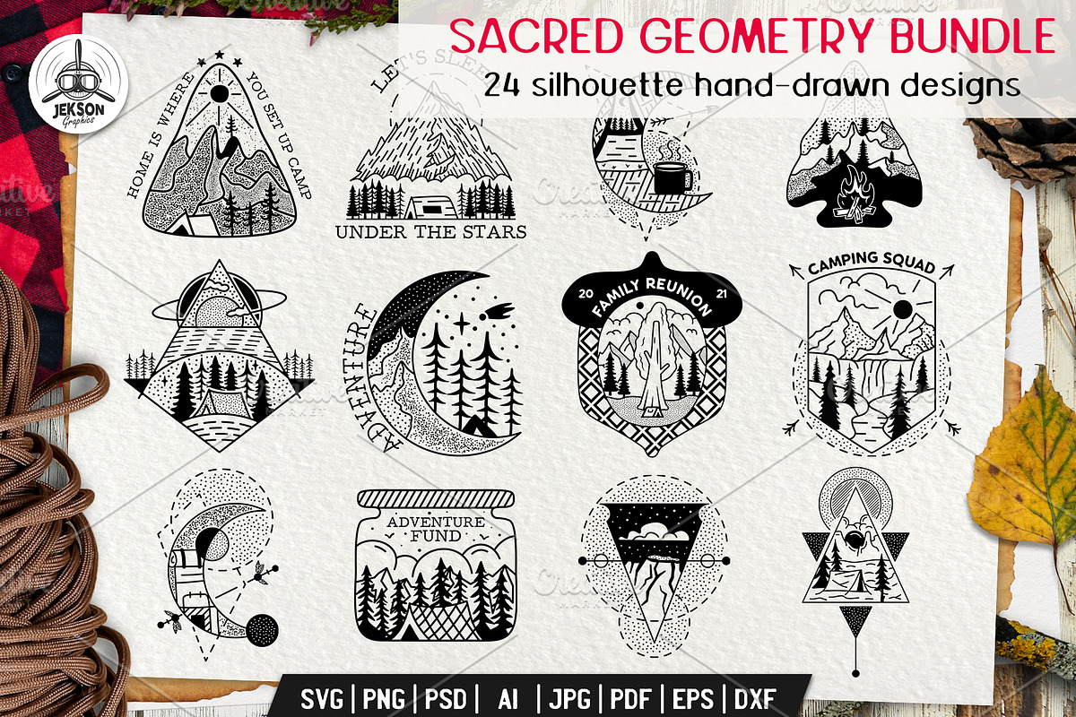24 Sacred Geometry Hand-Drawn Bundle, an Object Illustration by JeksonGraphics (Photo 1 of 8)