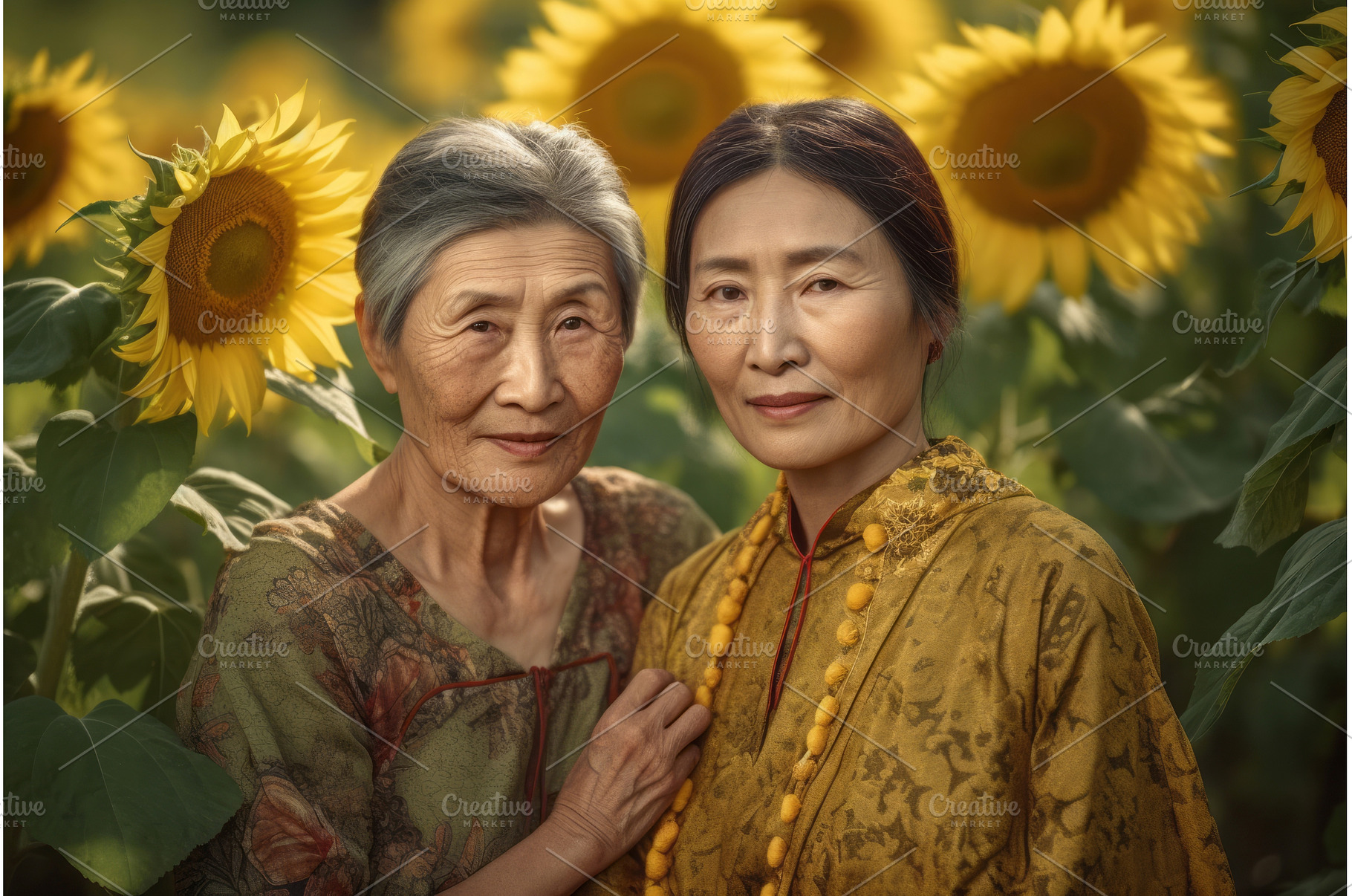 Mongolian mature women in sunflower, a Nature Photo by Ylivdesign
