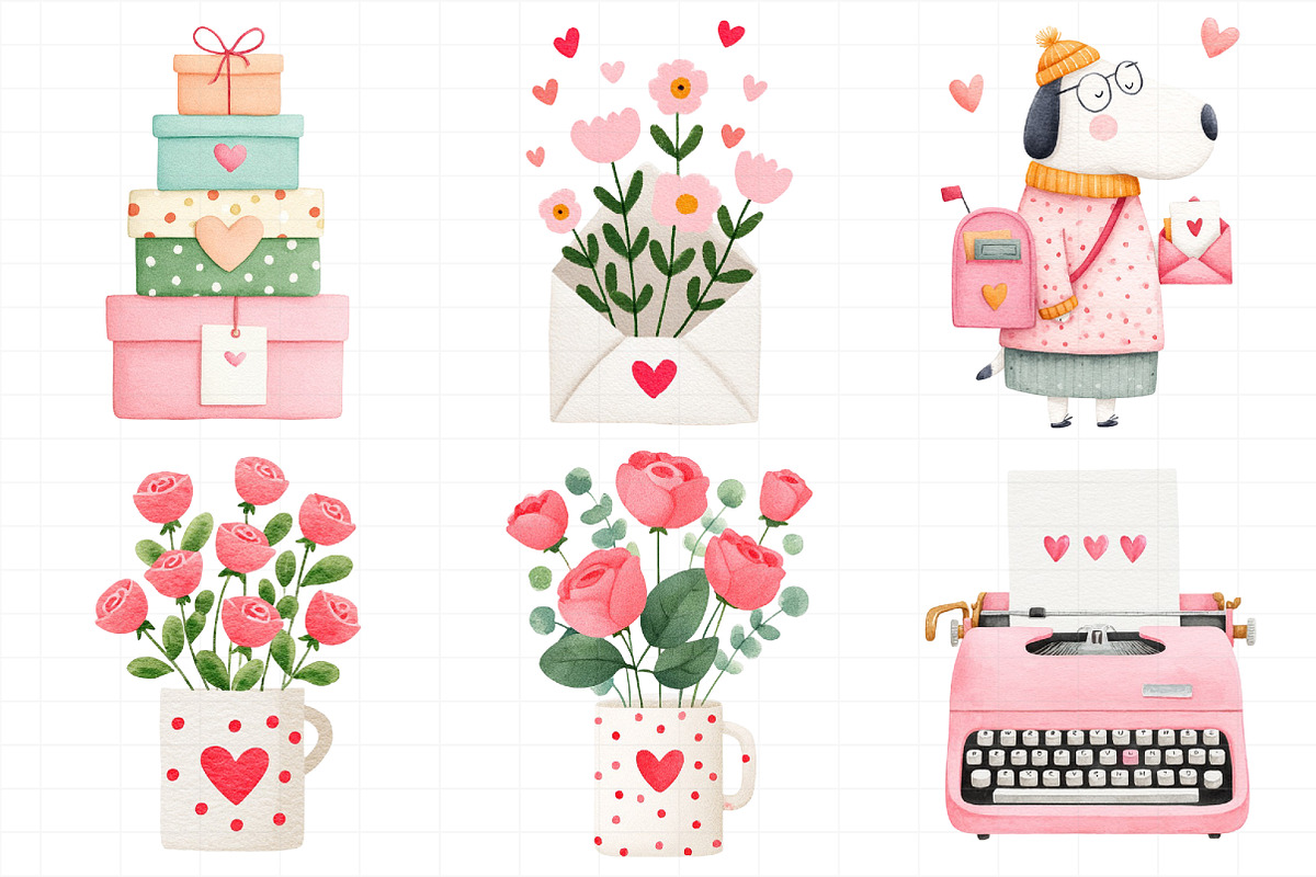 Valentines Mail & Letter Clipart, an Illustration by Daily.Designs (Photo 3 of 5)