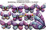 Whimsical Spring Butterfly Clipart, an Illustration by designcity5 (Thumbnail 1 of 5)