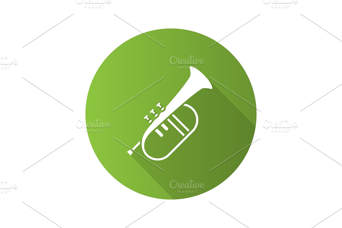 Flugelhorn flat design long shadow glyph icon, an Icon by IMG Visuals