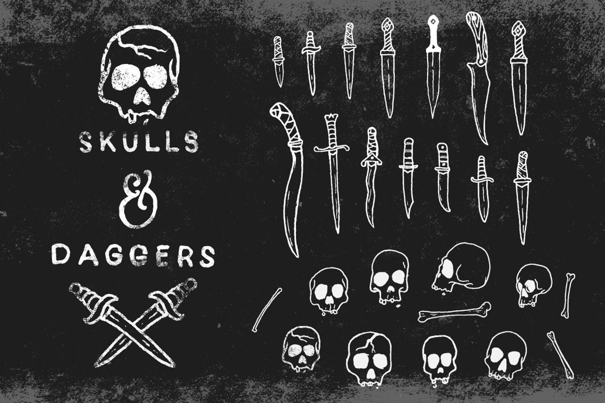 Skulls & Daggers Vector Clipart, a Texture Illustration by SUH-NY (Photo 2 of 3)