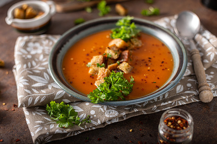 Original goulash soup with bread, a Food & Drink Photo by Stepanek Photography