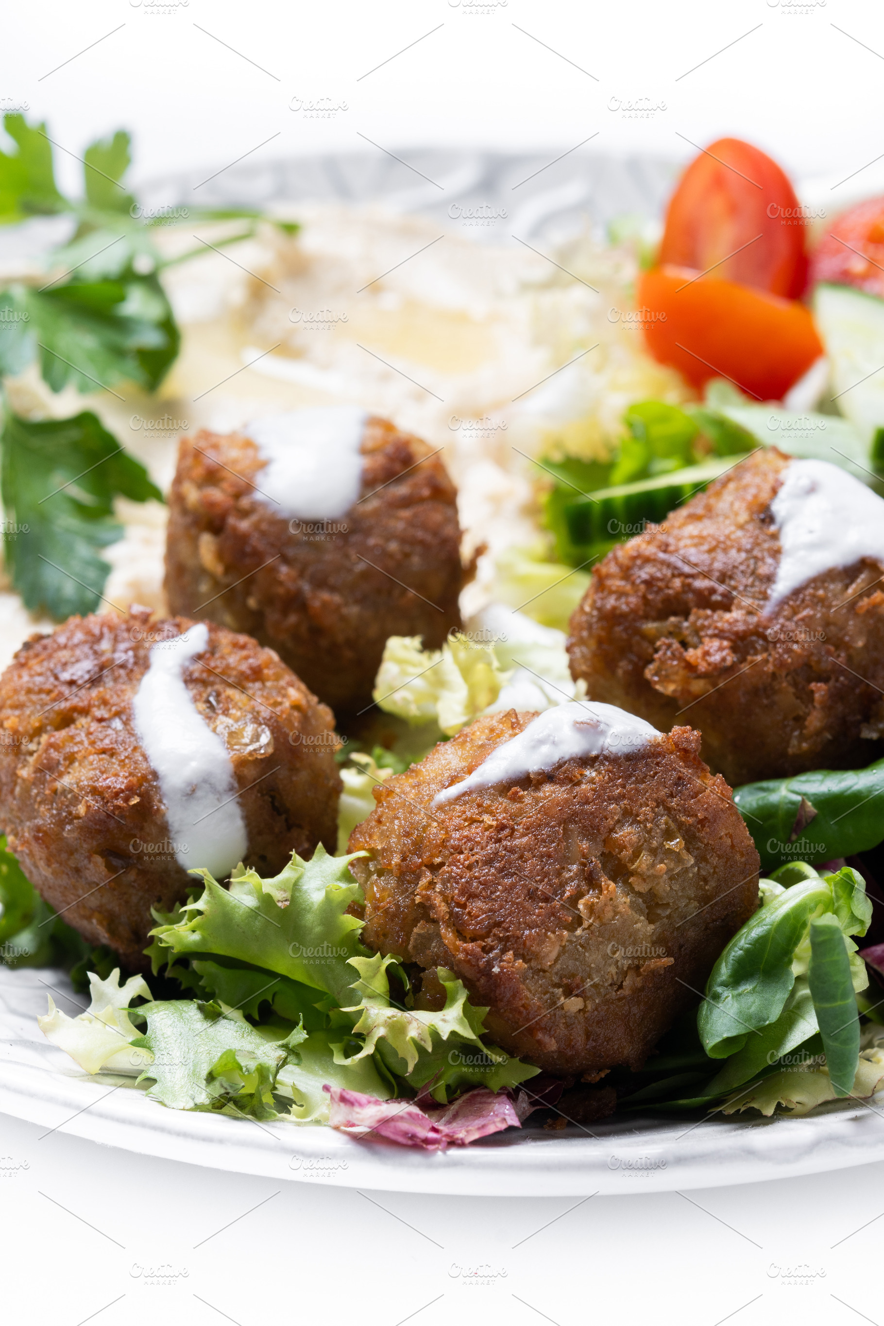 Falafel with hummus and fresh salad, a Photo by etorres69