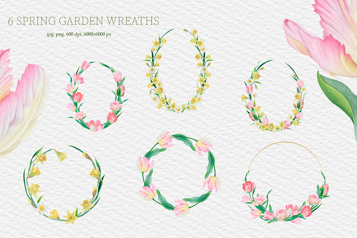 Spring Garden Watercolor Elements, an Object Illustration by SunnJaneArt (Photo 9 of 10)