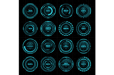 HUD user interface circle bars, a Technology Illustration by Vector Tradition